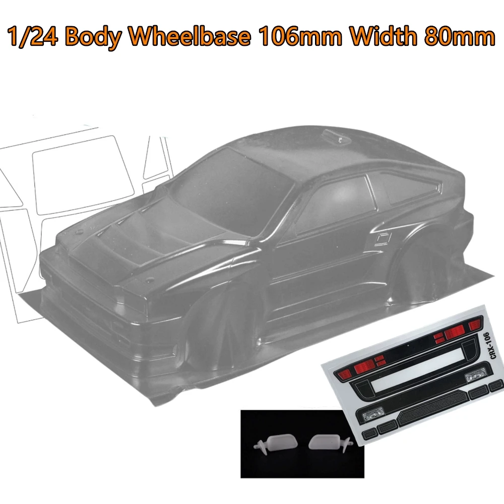 GT55racing 1/24 CRX-WB BODY Wheelbase 106mm  Width 80mm Transparent body