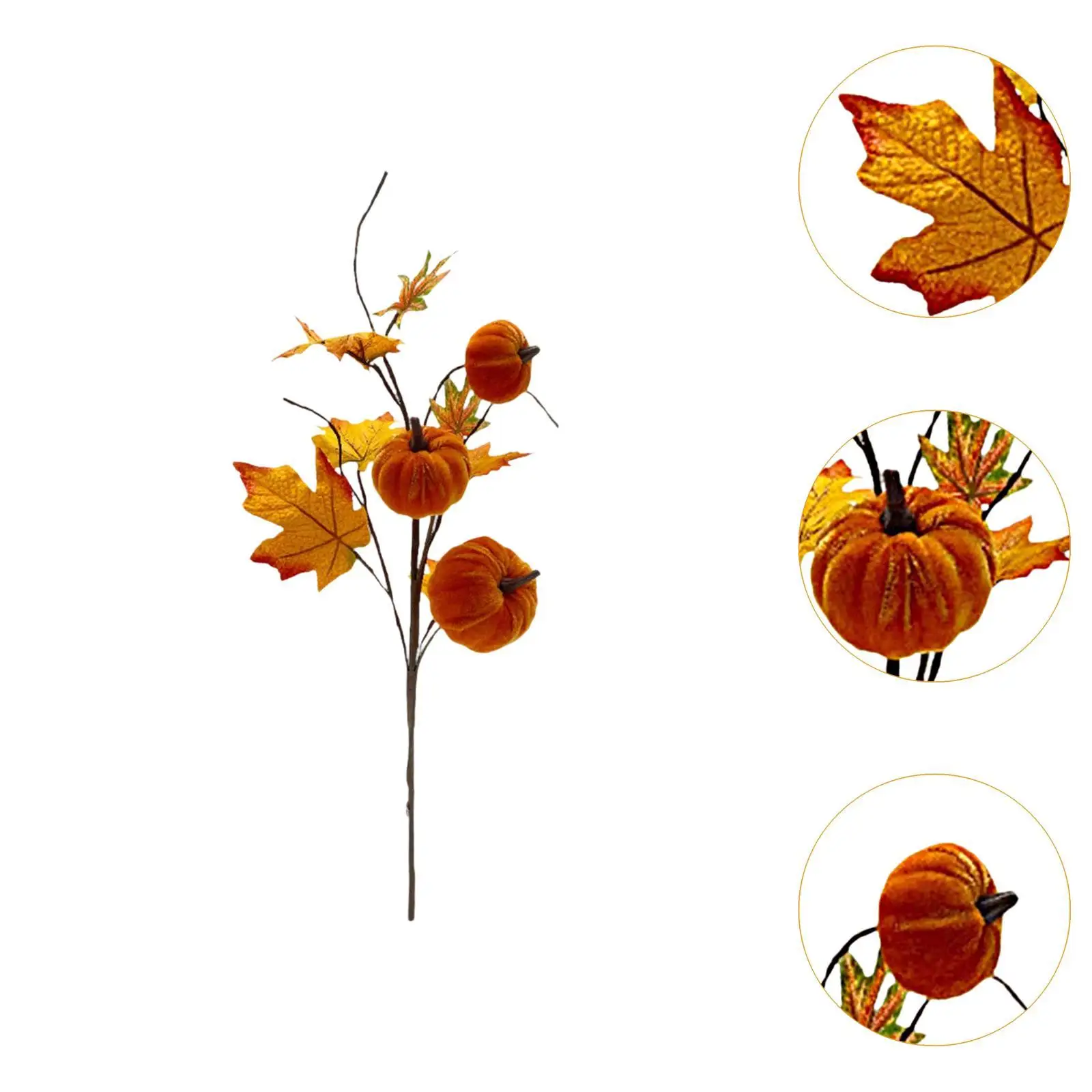 Autumn Artificial Pumpkins Branch Stem Halloween Decoration Realistic Length