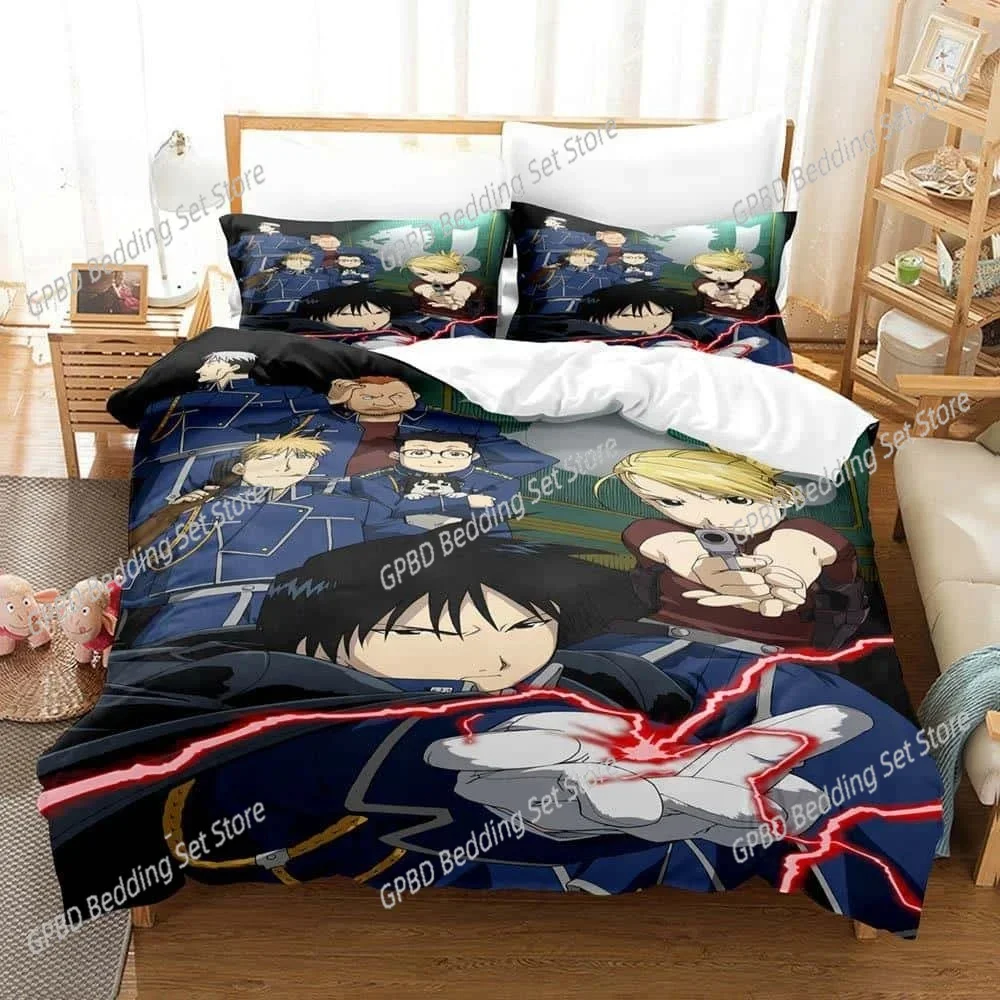 

3D Printed Cartoons Fullmetal Alchemist Comfortable Duvet Cover Pillowcase Bedding Set Children Bedroom Decoration Home Textile