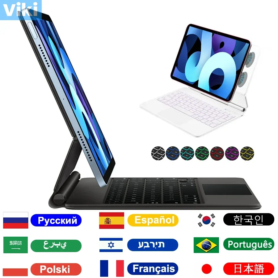 Capa para ipad 10a geração flutuante folio trackpad teclado capa teclado mágico ipad air 11 13 2024 air 4 5 pro 11 12.9 polegadas