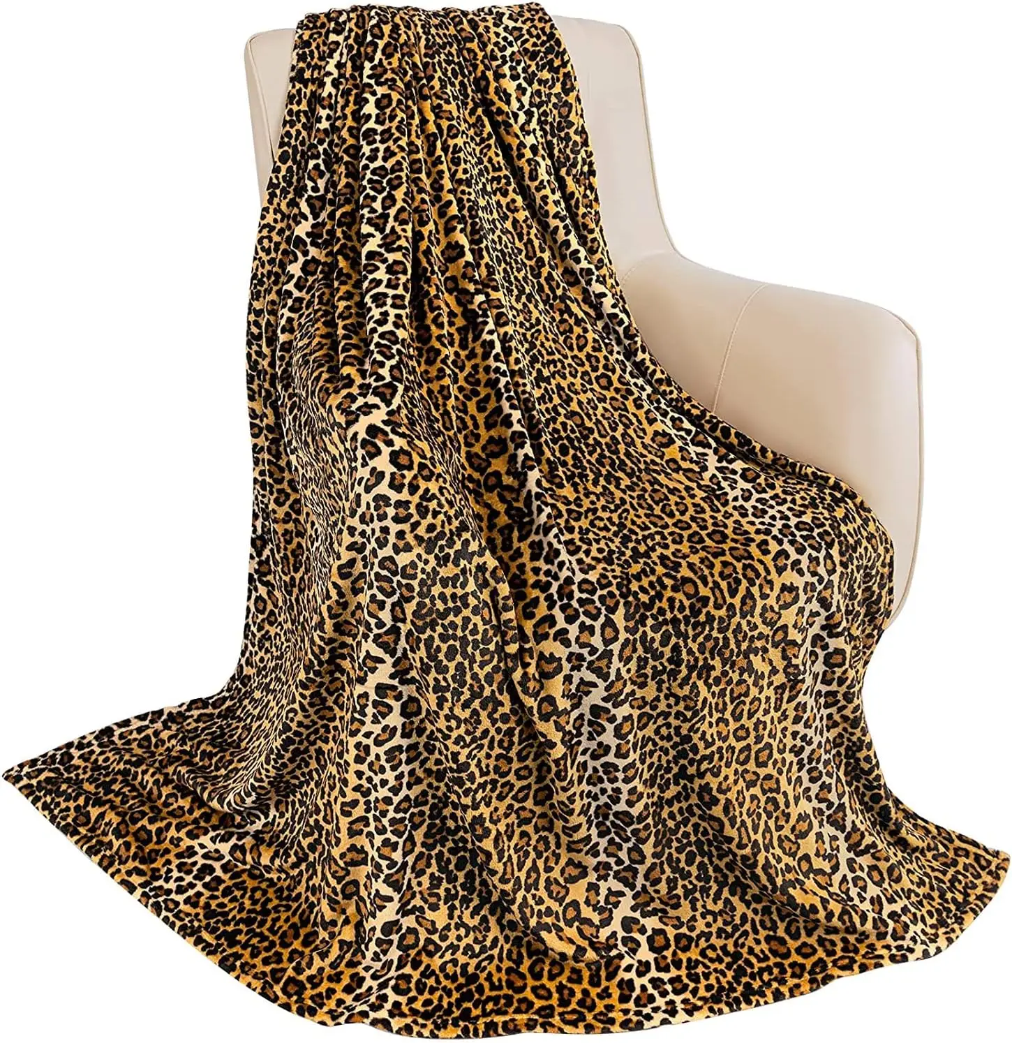 Coperta con stampa leopardata Coperta in flanella per divano letto Viaggio Campeggio Coperta in peluche super morbida e accogliente Coperta con