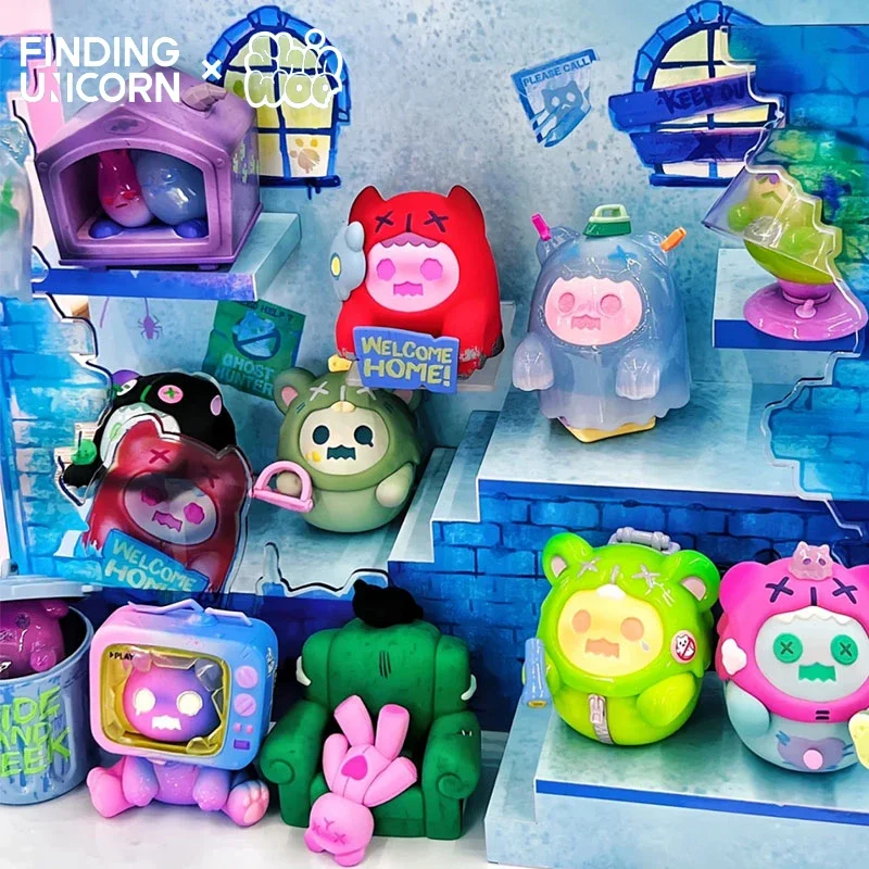 Oryginalne lalki z kreskówek z serii jednorożec ShinWoo Ghost Bear House pudełko z niespodzianką Mistery Figure Kawaii modne zabawki