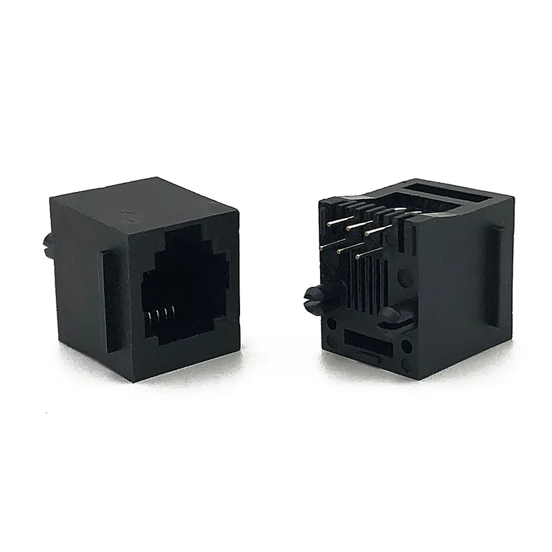 15PCS RJ12 Modular Jack 5222 Phone Socket RJ11 6P6C Female Hole Pcb Connector 6Pin 180 Degree Vertical DIP