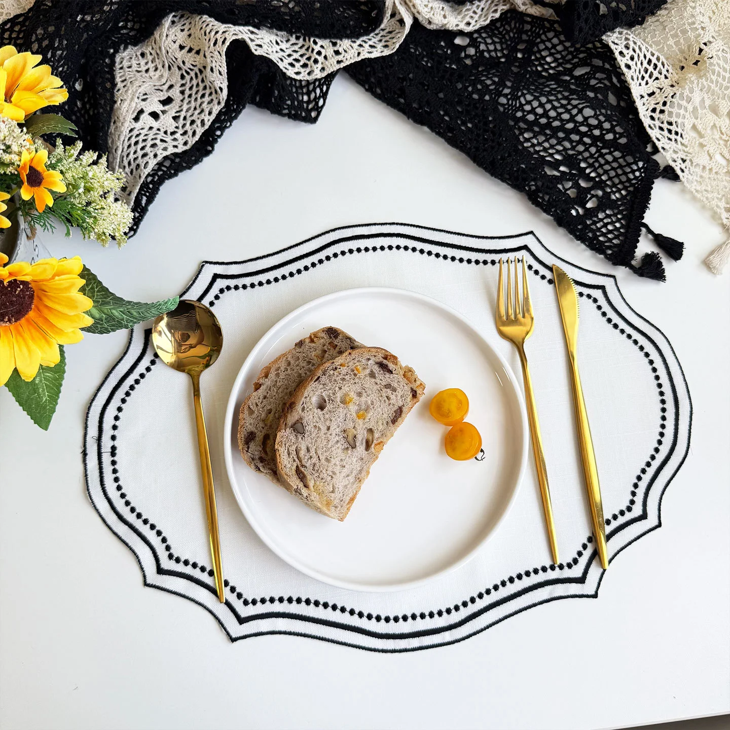1/6/10PCS Vintage Embroidered Fabric Placemats Cotton Linen Decorative Table Mat Napkins Washable French Lace Table Place Pad
