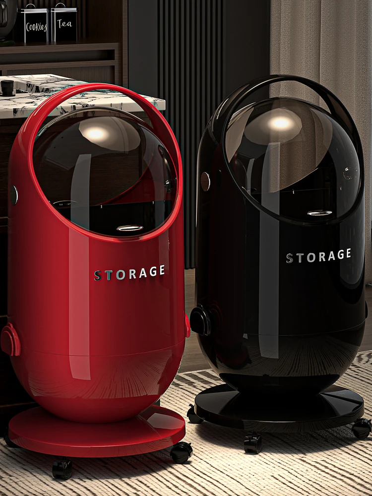 

Large Capaci 20L Tra Can with Wheels for Living Room And Bedroom Luxury Design Household Tra Can Oval ape PP Material