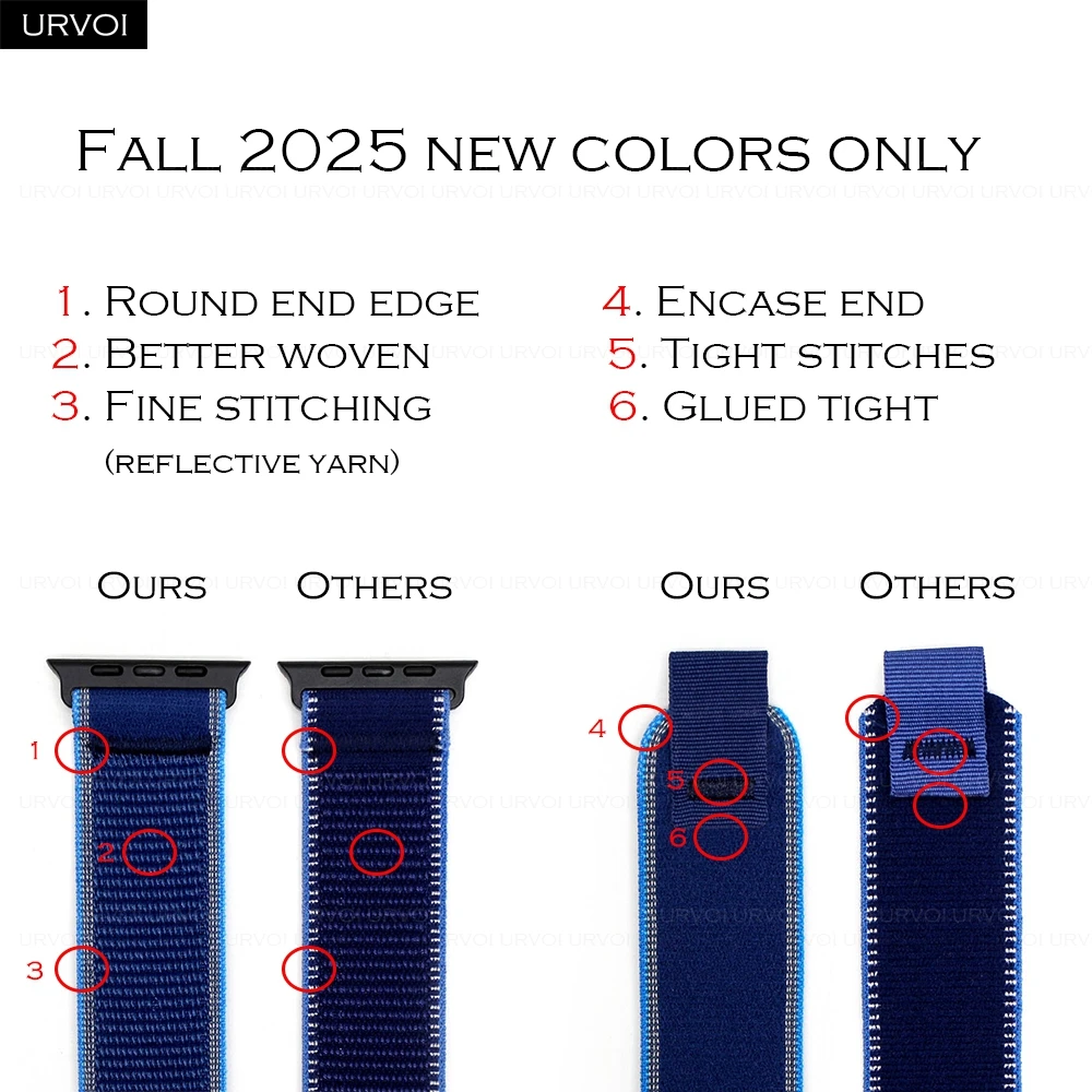 URVOI Band for Apple Watch Ultra 4 3 2 Trail Loop Series 12 11 10 SE Nylon Weave Strap Lightweight Pull Tab Closure wristband