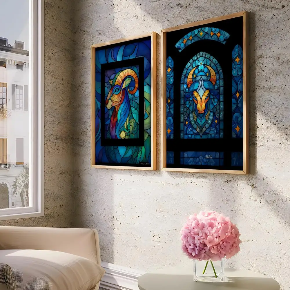 كوكبة الزجاج الفن اللوحة الخط صديقة للبيئة القطن قماش المشارك مقاوم للماء جدار الفن للمنزل الممر ديكور هدية