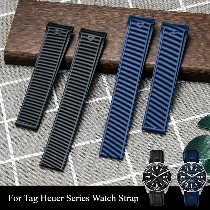 Breathable Skin-friendly Silicone Watch Strap for Tag Heuer Aquaracer Series Waterproof Sweatproof Watch Accessories 22mm