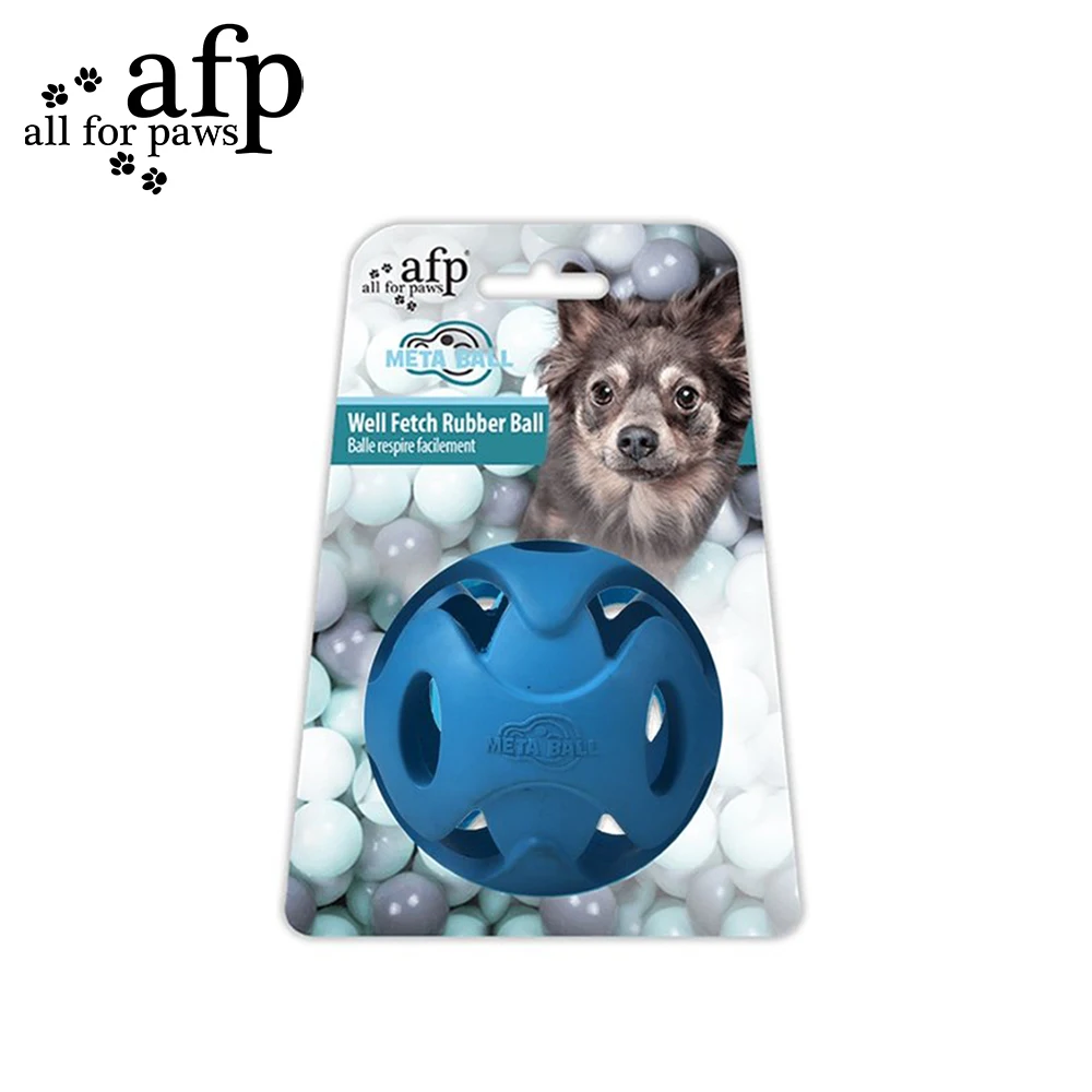 All For Paws Well Fetch Rubber Ball For Dog Toys Chew Toys Blue Ball With Holes Non-toxic Ball Toy For Dog Accessories