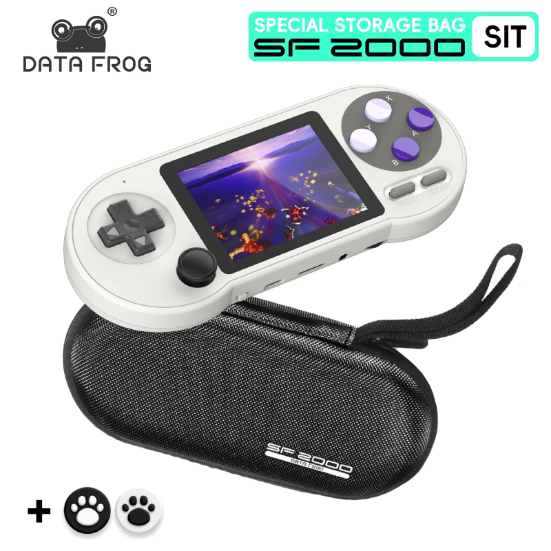 DATA FROG 3 inch IPS SF2000 Portable Handheld Game Console Built-in 6000 Games Retro Video Game Consoles Support AV Output suit