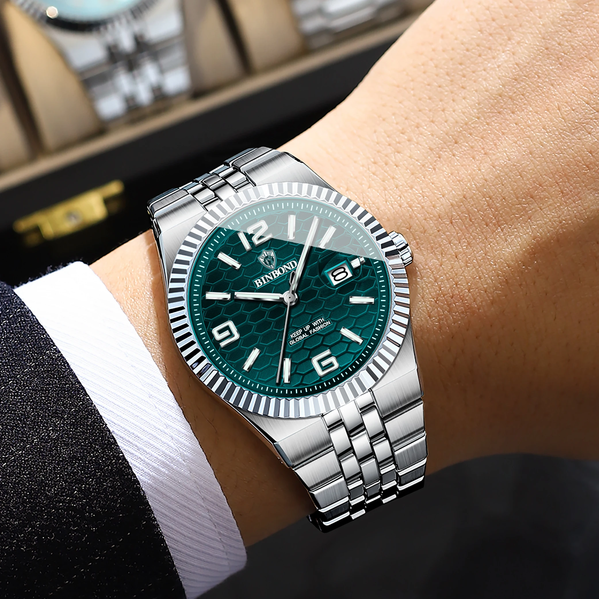 BINBOND лучший бренд класса люкс мужские кварцевые часы оригинальные часы для мужчин водостойкие светящиеся дата неделя наручные часы из нержавеющей стали мужские