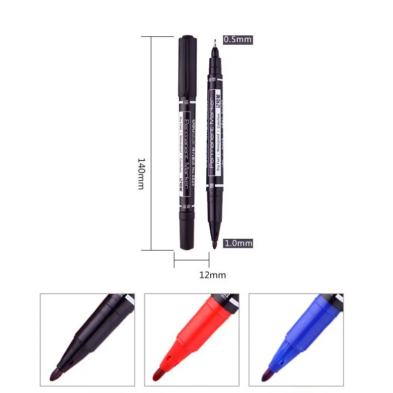 21Pcs Twin Tip Permanent Markers Fine Point Black Blue Red Ink 0.5mm-1mm