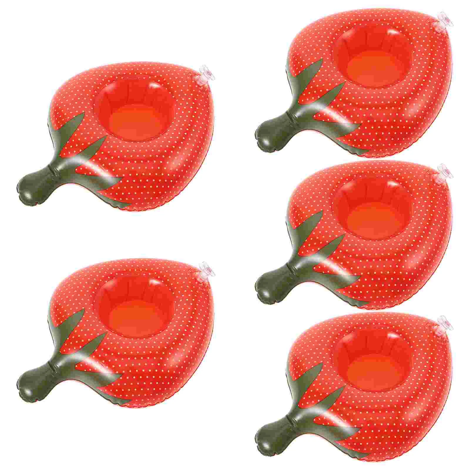 PVC Inflável Strawberry Shape Cup, água Beer Holders, Float Mats, bandejas para água, piscina, praia, 5pcs