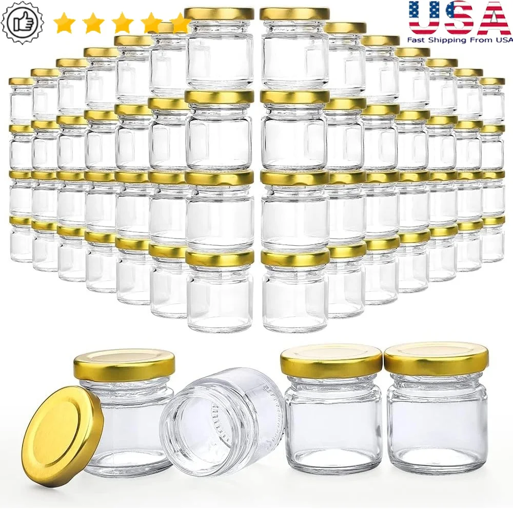 

60 Pack Mini Glass Jars with Lids Ideal Honey Candle Making Spices Gifts Crafts Party Favors Storage