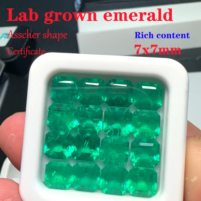 

Top Colombia Emerald Square Shape Lab Grown Stones Rich Content Natural Colour DIY Advanced Jewelry Making Materials Certificate