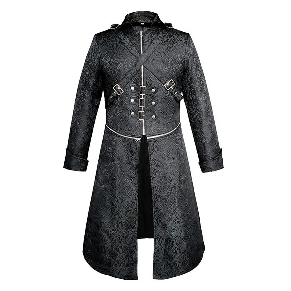 

Anime Film Men's Steampunk Medieval Jacket Gothic Renaissance Vampire Frock Coat Detachable Adult Zipper Trench Daily Outfits