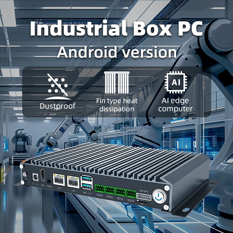 Fanless Industrial Mini Pc Android Industrial Dustproof AI Edge Counting Computer 9-36V Wide Voltage Embedded Box Pc