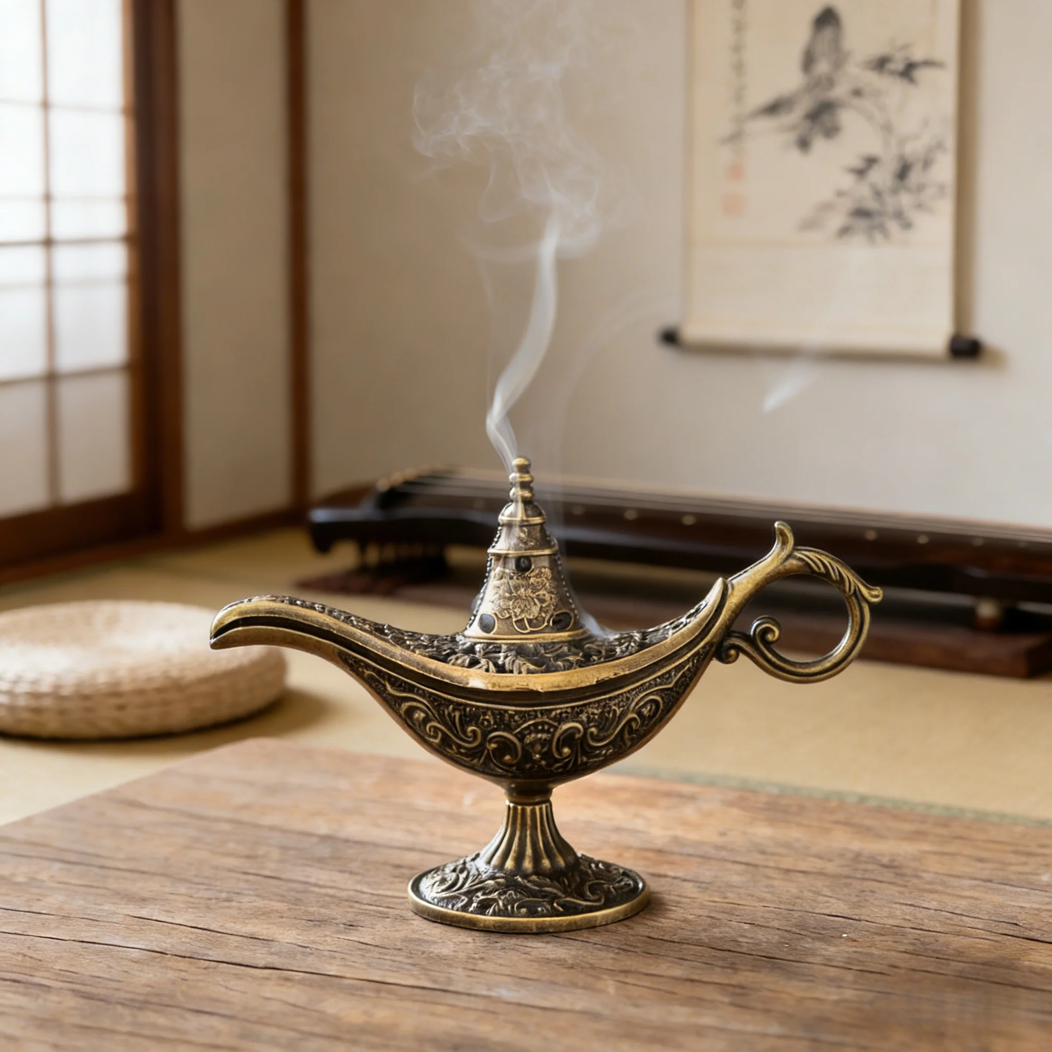 Aladdin Genie Lamp Incense Burner Made of Alloy Material Ideal for Tea Ceremony Decoration and Incense Use