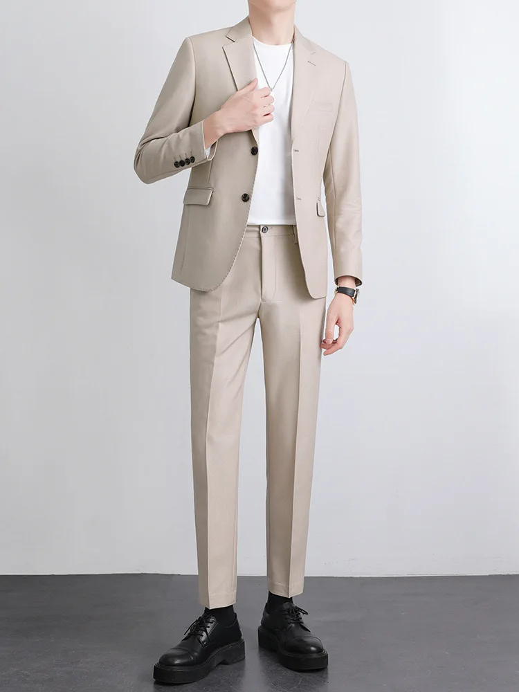 2024 High Quality Two Button Wedding Suit for Men (suit + Trousers) Fashion Korean Slim Business Formal Two-piece Set