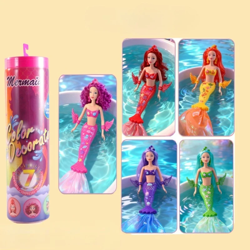 

40cm Mermaid Doll Toy Full Water Play Toys Multi Joints Movable Changing Color When Wet Scientific Experiment Surprise Blind Box