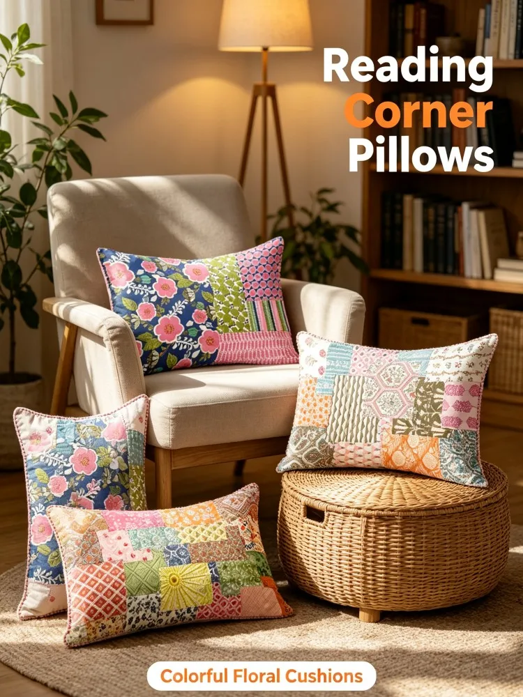 New Arrival Boho Patchwork Floral Lumbar Pillow Cover Colorful Mixed Pattern Rectangular Cushion Case for Sofa Couch Home Decor