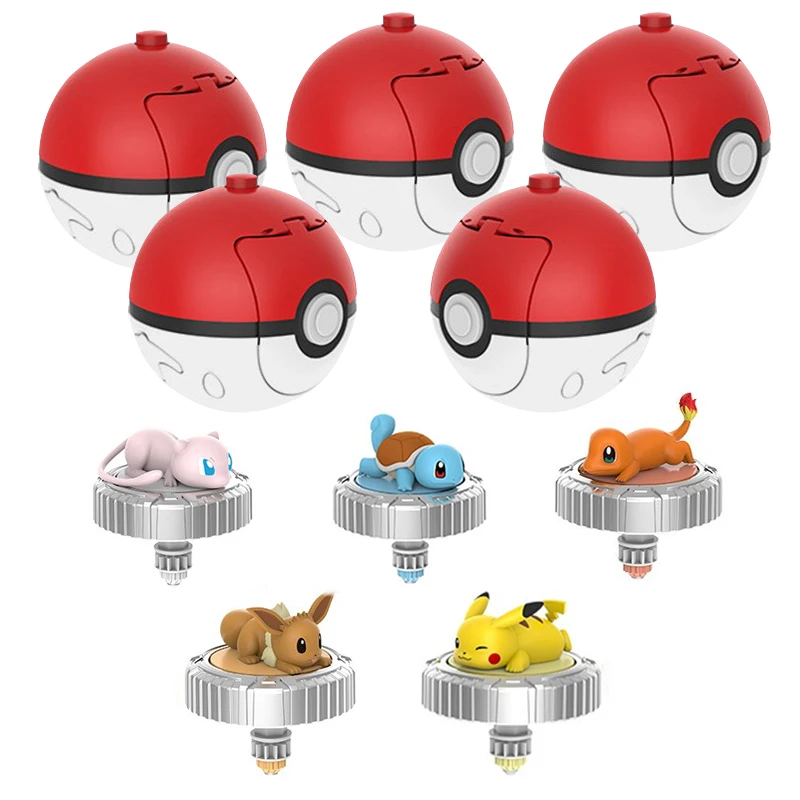 2pcs Pokemon Launcher Gyroscope Rotating Children\'s Arena Toy Set Pikachu Battle Plate Pok é Ball Boy Birthday Christmas Gifts