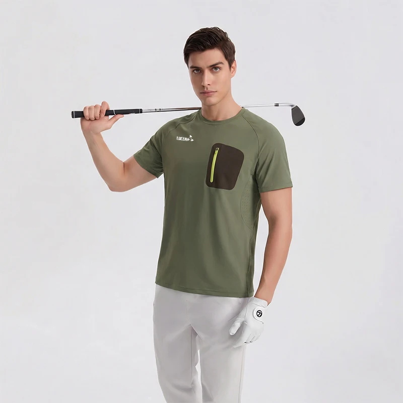 LUCEN Summer New Style High-Quality Men's Running Fitness Quick-Drying T-Shirt Breathable Leisure Outdoor Sports Shirt Tops Tees