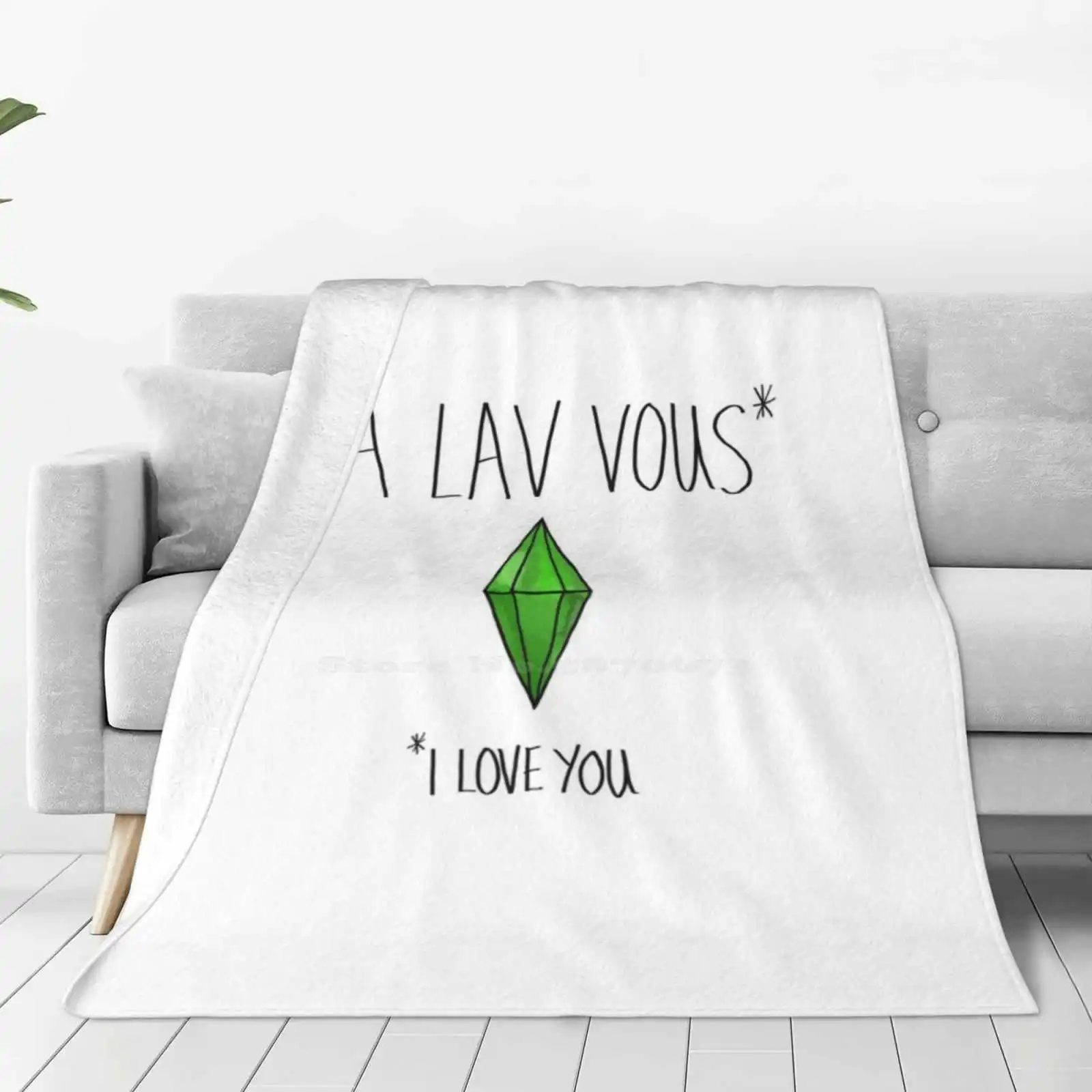 I Love You-Simlish Air Conditioning Soft Blanket The Sims Sims 1 Sims 2 Sims 3 Sims 4 I Love You Simlish Plumbob Green Romance