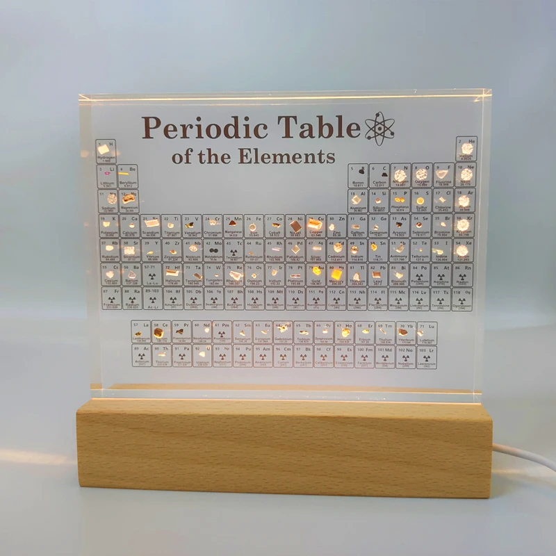 Mendeleev Periodic Table with Real Elements Inside Clear Periodic Table Display with 83 Real Elements Samples Learning Tools