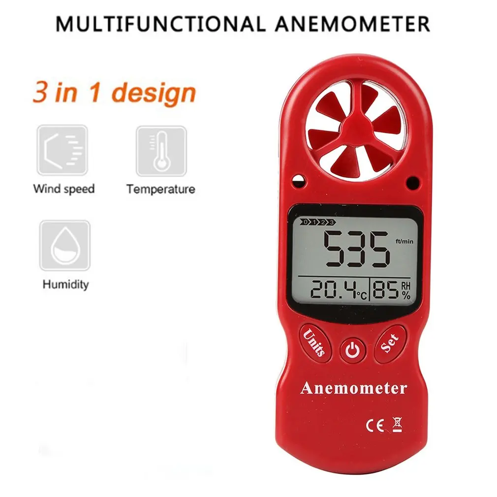 TL-300 Mini Multipurpose Anemometer Digital Anemometer LCD Wind Speed Temperature Humidity Meter with Hygrometer Thermometer