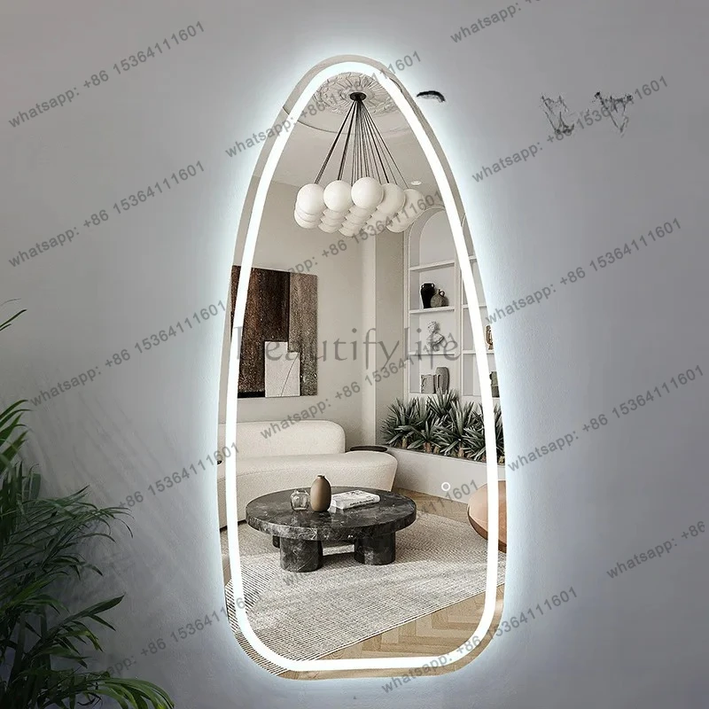 Hair salon mirror table Hair salon water drop shaped single-sided simple cut Special-shaped mirror wall-mounted hair salon