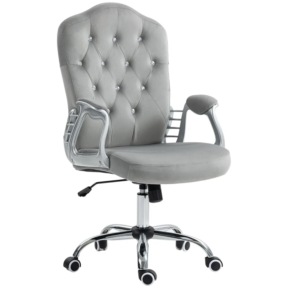 

Home Office Chair, Velvet Computer Chair, Button Tufted Desk Chair with Swivel Wheels, Adjustable Height, and Tilt, Customized