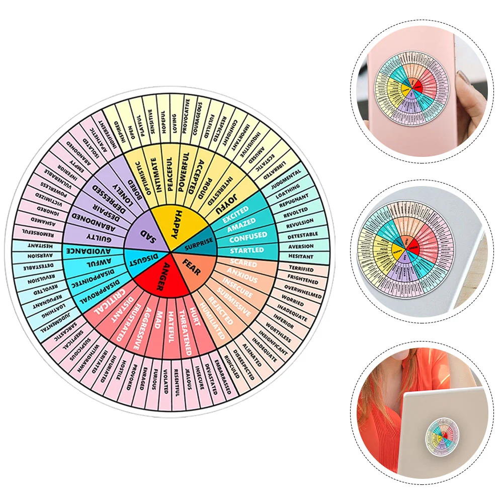 Magnetic Sticker Emotion Wheel White Letter Stickers Locker Counseling Office Decor Social Feelings Poster Computer for Laptop