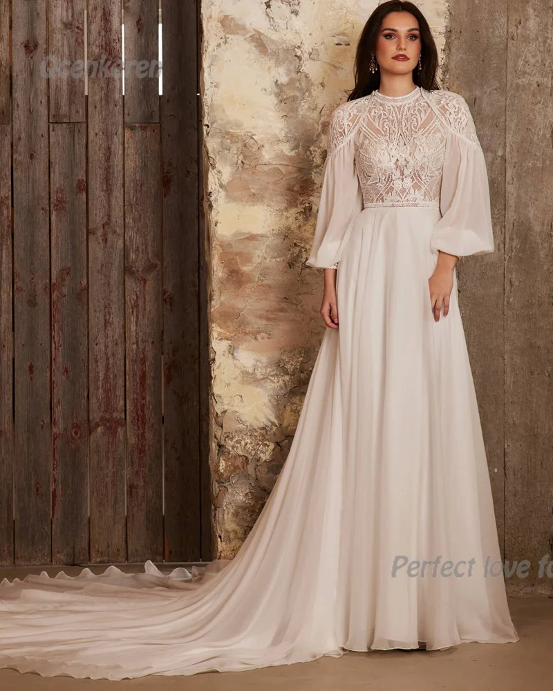 Qcenkeren Boho abito da sposa moda elegante a-line abito da sposa maniche staccabili Appliques Vestido de novia donna 2024