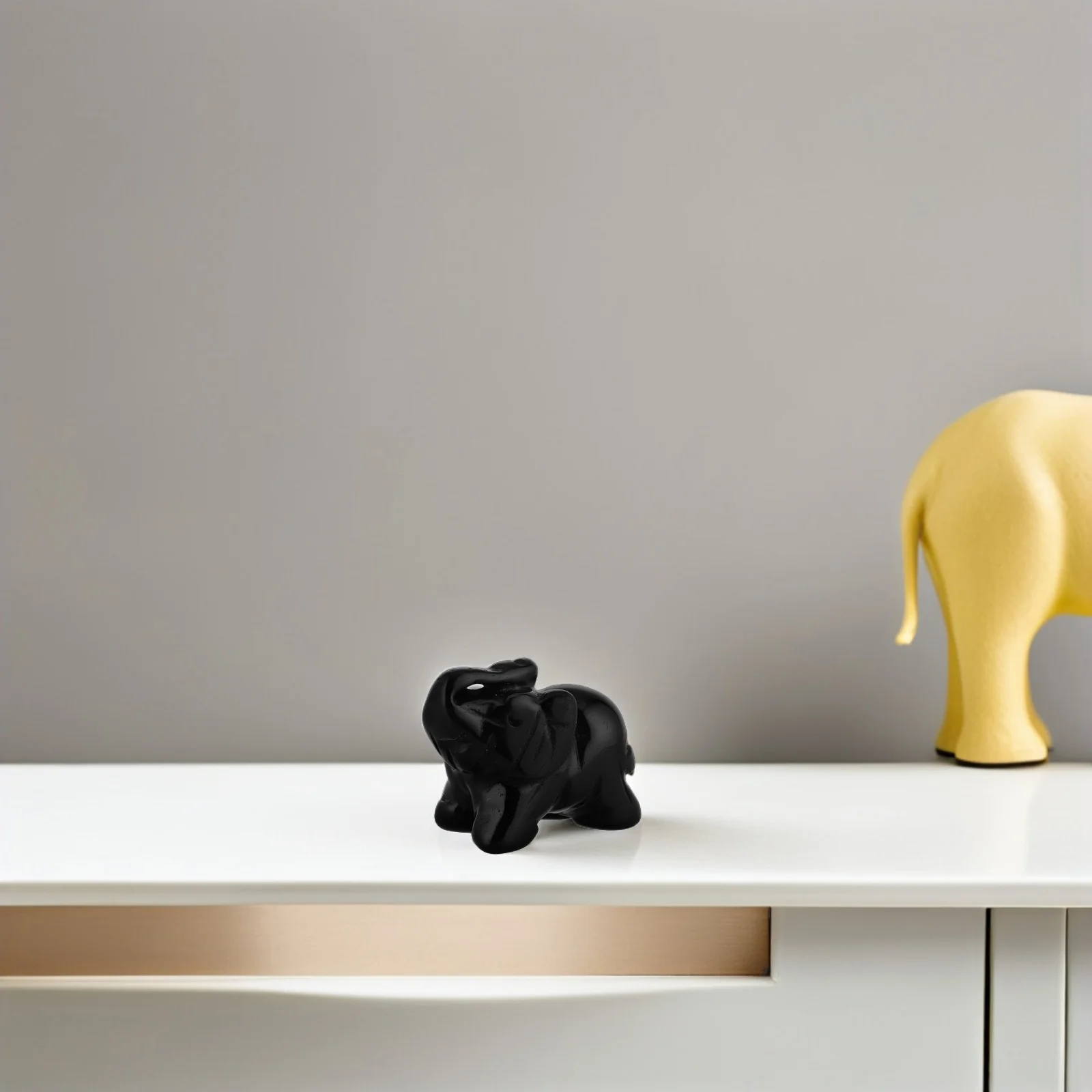 

Obsidian Elephant Mini Stone Sculpture Handcrafted Desktop Decor For Home Office Feng Shui Gift Small Animal Statue Craft