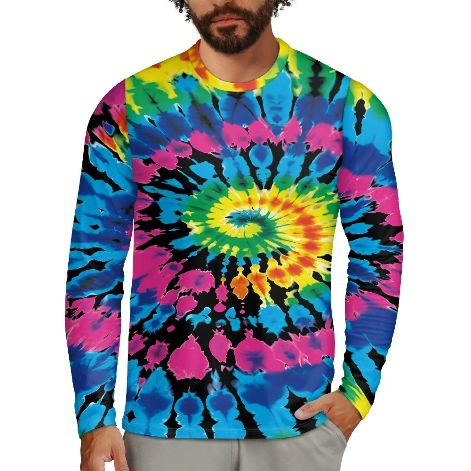 Colorful Tie Dye 3D Print T-Shirts Men Women Round Neck Long Sleeve T Shirt Streetwear Harajuku Pullovers Tees Tops Kid Clothing