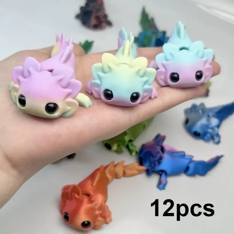 Mini 3D Printed Axolotl 6CM Cute Articulated Animal Figurines Jointed Movable Ocean Animal Desktop Decoration Figurine
