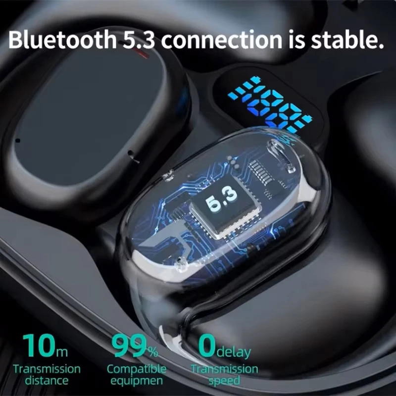 MZYMI Auricolari Bluetooth senza fili Conduzione ossea HiFi Stereo Impermeabile Gancio per l'orecchio Cuffie sportive Mijia Touch Control Cuffie