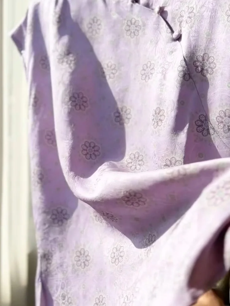 Único Ele púrpura bordado Floral irt mujer novedad de verano Sle chino nacional Sle sentimientos de alta gama Lady irt