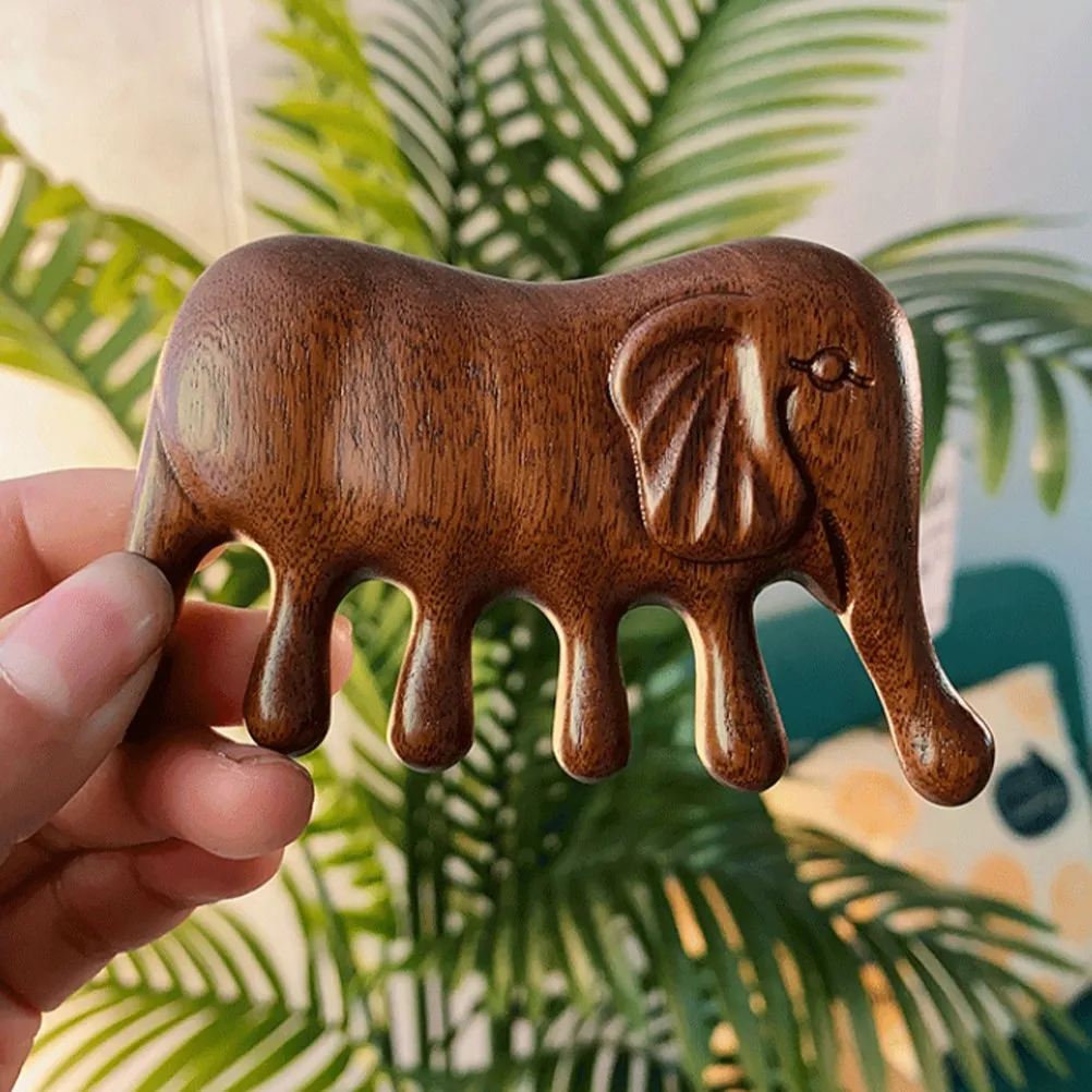 

Массажная расческа из сандалового дерева для гладкости кожи головы, расслабляющая, с широкими зубьями, в форме слона, уходовый инструмент