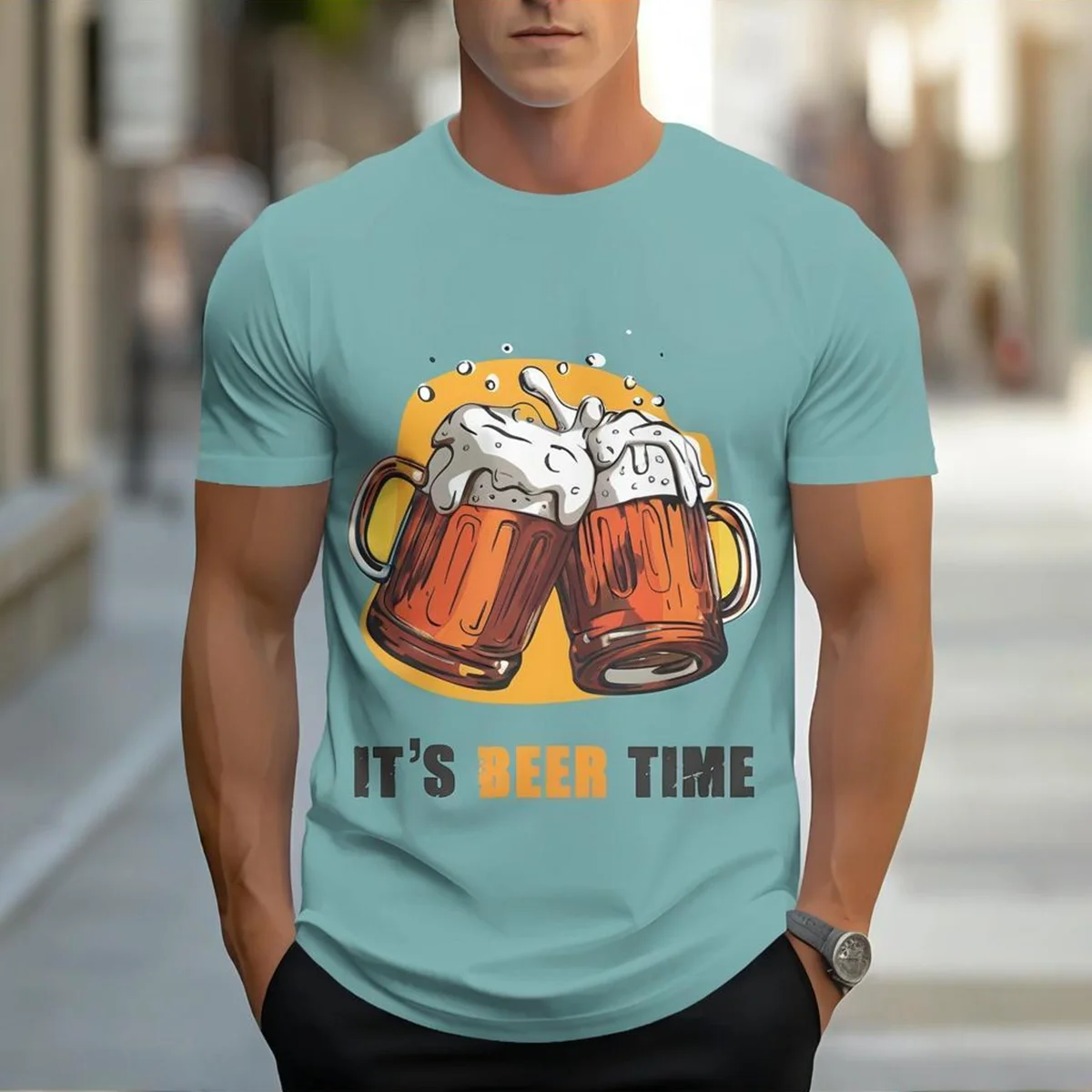 

Interesting Men's T-shirt Beer Day T-shirt Suitable for Drinking Enthusiasts Men's Fashion Short sleeved T-shirt