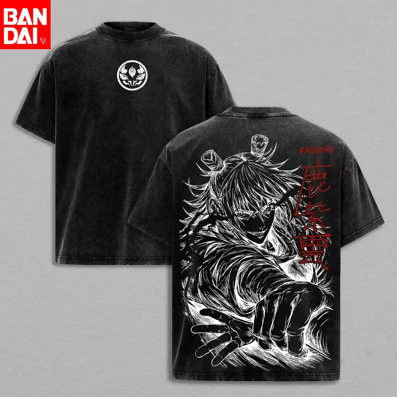 

Jujutsu Kaisen Sukuna Graphic Washed T-Shirt Men Streetwear Oversized Harajuku Cotton Short Sleeve Tee Shirts Summer Sporty Tees