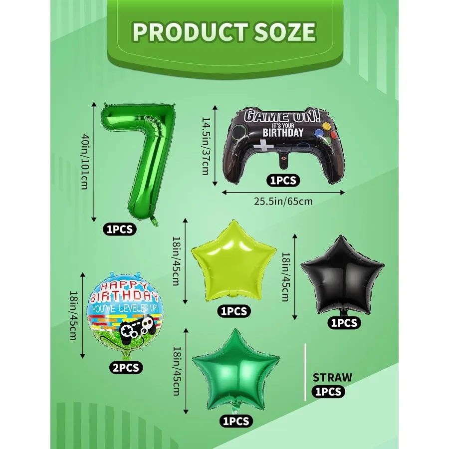 40 بوصة الأخضر بكسل مينر عدد 7 بالون مجموعة 7 قطعة كبيرة مينغ احباط بالونات معدنية لعبة فيديو تحت عنوان زينة الحفلات ل