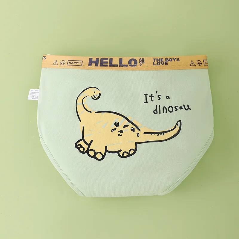 4PCS Kid Cotton Antibacterial Panties Boy Cartoon Dinosaur Print Knickers Thin Soft Breathable Briefs 3+y Young Child Underwears