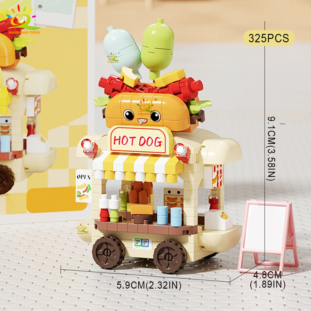HUIQIBAO Niedliches MOC-Modell eines Lebensmittelgeschäfts, Mikro-Baustein-Set, Straßenansicht, Miniaturmodell, Bausteine, Spielzeug für Kinder, Schreibtisch- und Heimdekoration. – Detail 4