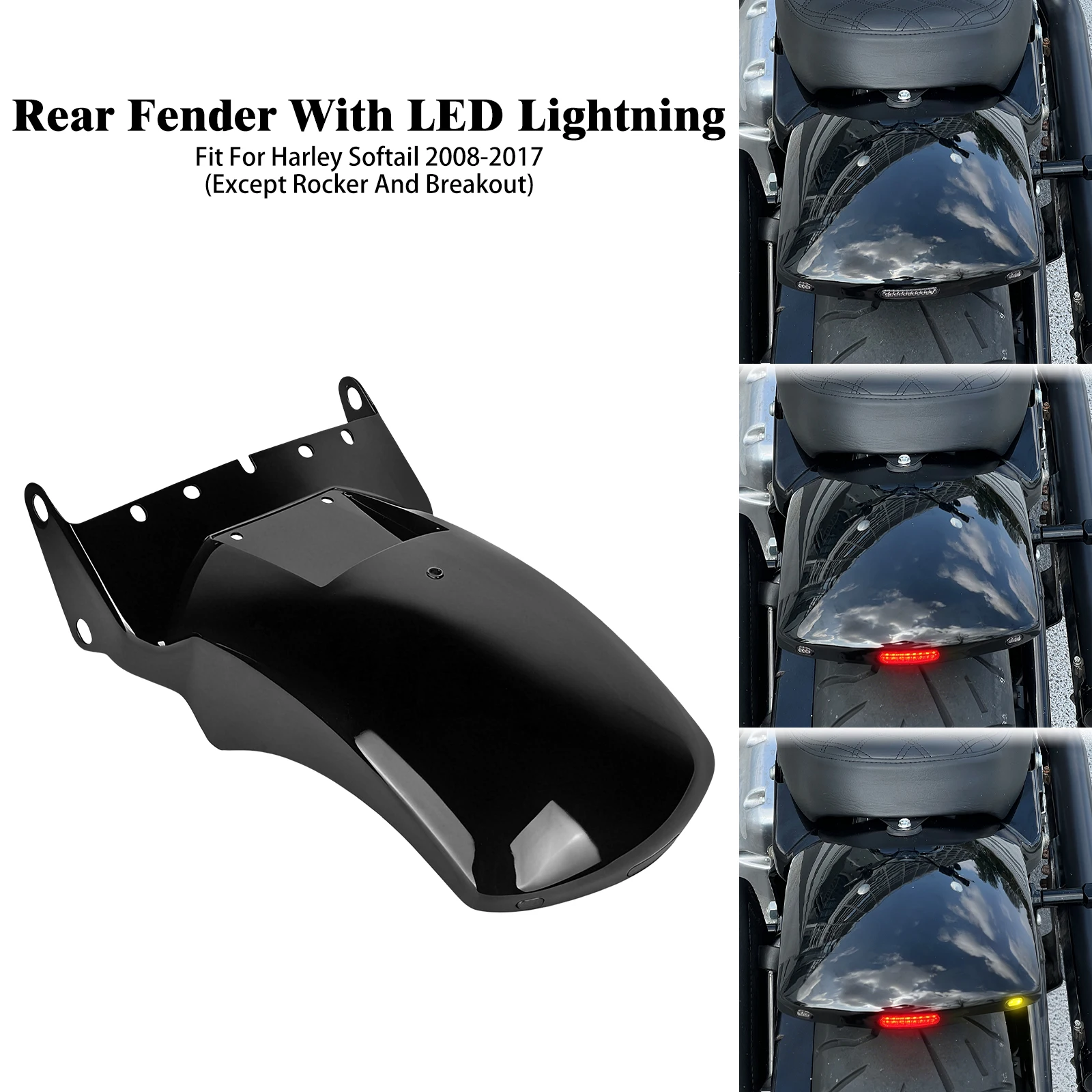 

Motorcycle Rear Fender With LED Light Turn Signal Short Mudguard For Harley Softail Fat Boy Low Rider Street Bob Heritage 08-17