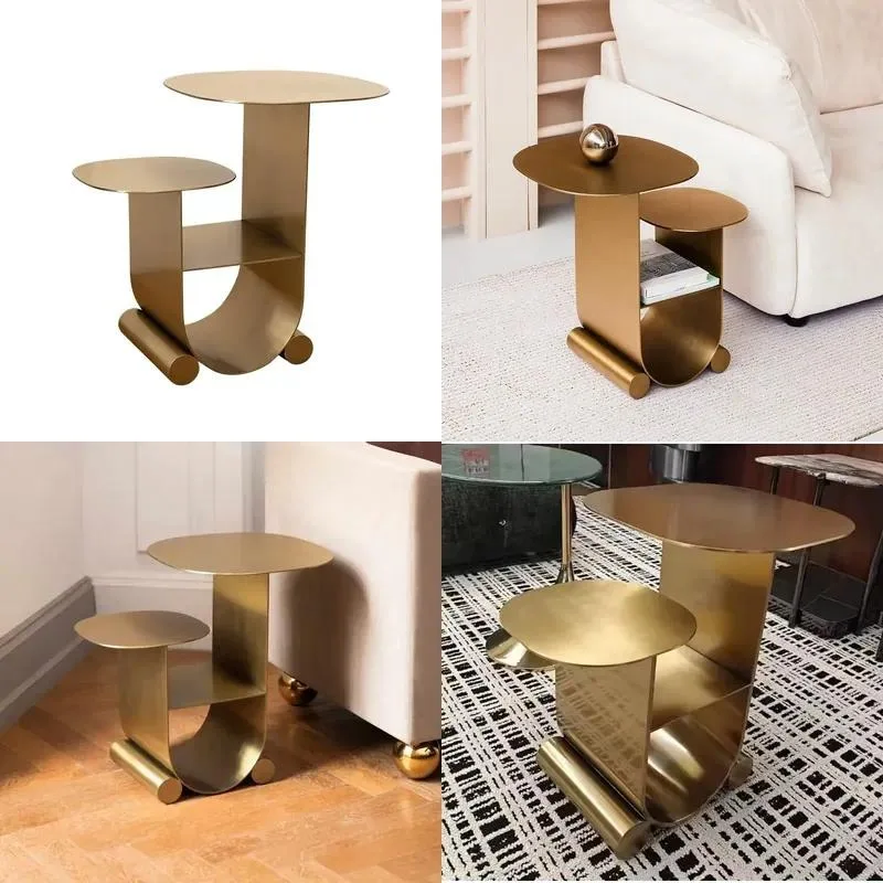 for Factory customized high-quality, durable and easy-to-clean metal gold side table stainless steel material, suitable for