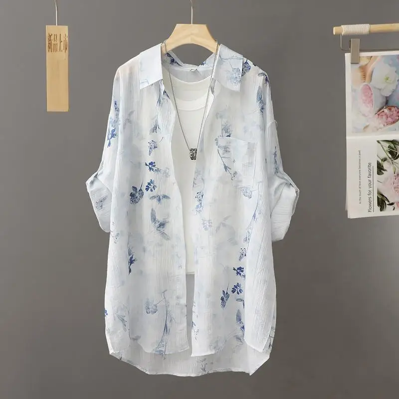 New Chinese Style Ink Tie-dyed Sunscreen Shirt for Women in Summer Loose Super Fairy Sunscreen Clothes