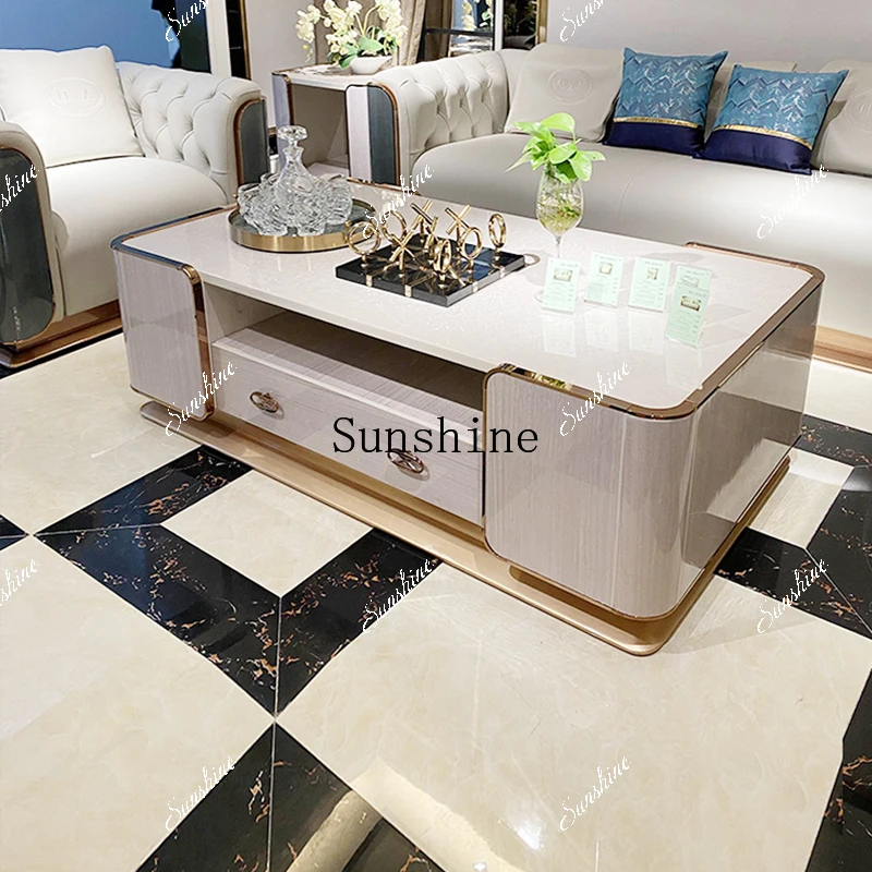 Italian light luxury TV cabinet coffee table combination living room luxury post-modern floor cabinet  FT