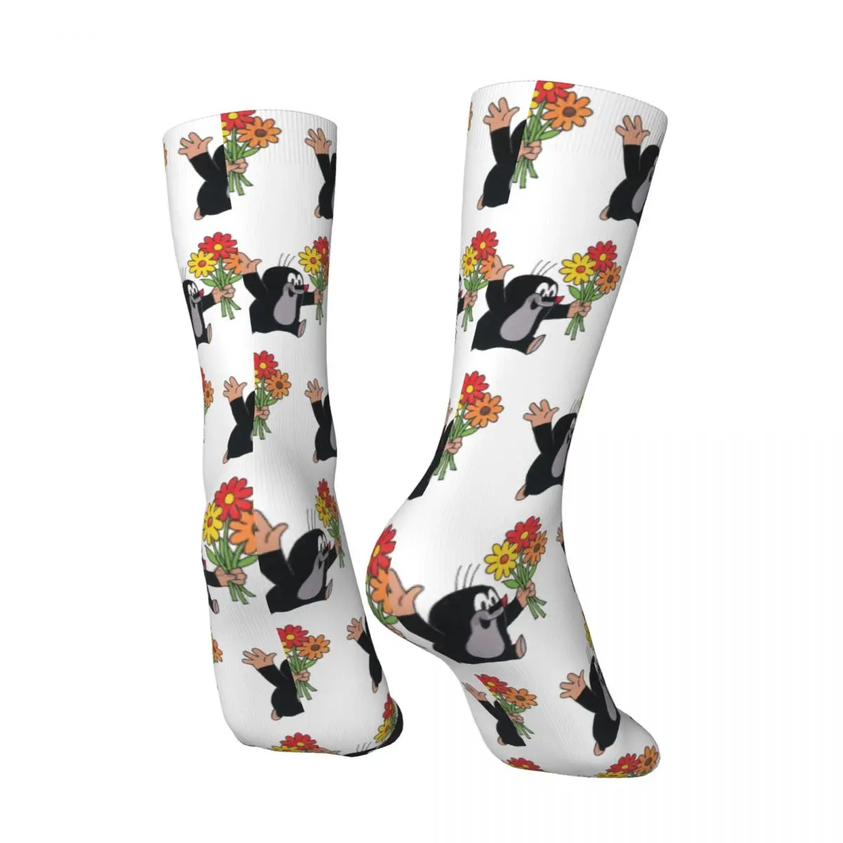 Hip Hop Vintage Cute Flower Crazy Men's compression Socks Unisex Krtek The Mole Harajuku Pattern Printed Funny Happy Crew Sock